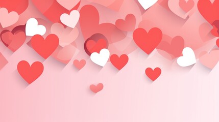 Wall Mural - Valentines day background with hearts. AI generative.