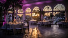 Gorgeous Wedding Reception Venue Sunset Generative AI