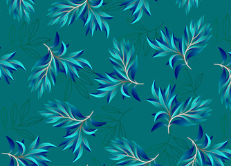 Wall Mural - seamless pattern with leaves