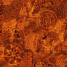 Polynesian Hawaiian Style Tribal Tattoo Fabric Vector Seamless Pattern