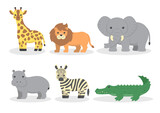 Fototapeta Pokój dzieciecy - Cute wild animal Hand drawn cartoon characters vector