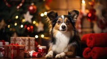 Christmas Dog With Gift Box