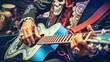 © Marcela Ruty Romero - Man plays guitar on Day of the Dead, Mexico. Generative AI