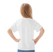 © Ievgen Skrypko - Kid girl in white blank t-shirt isolated on a white background, back view