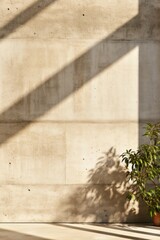 Canvas Print - A potted plant sits in front of a concrete wall. AI.