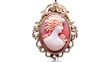 antique victorian coral cameo pendant with intricate carving isolated on a white background generative AI
