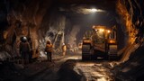 Fototapeta  - Concrete Road Tunnel Construction Excavator