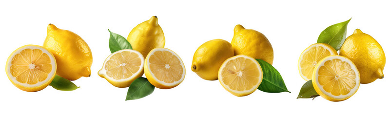 Wall Mural - Set of Lemon collection , Lemon elegant illustration isolated transparent background, PNG , Generative AI