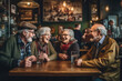 © bluebeat76 - A group of seniors enjoying a lively conversation and laughter while sipping coffee at a cozy cafe, representing friendship, connection, and vibrant social lives. Generative Ai