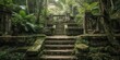 © Graphic Warrior - AI Generated. AI Generative. Ancient old jungle forest building ruin history civilisation outdoor landscape. Adventure explore new lands