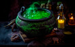 halloween witch's cauldron with potion inside
