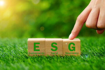 Wall Mural - ESG concept of environmental, social and corporate governance impact investing. Ethical and sustainable investing business sustainable organizational development. Enhance ESG alignment of investments.