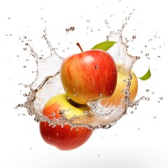 Sticker - Apple splash from fresh water isolated on white background