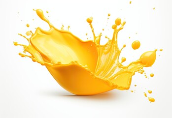 Wall Mural - Mango milk splash on white background