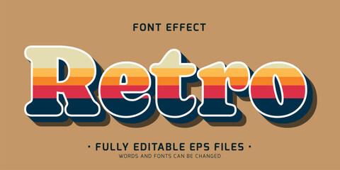 Wall Mural - retro vintage text effect, editable 70s and 80s text effect