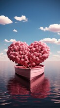 A Heart Shaped Cloud Floating On Top Of A Boat. AI.