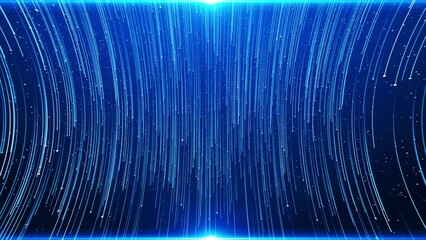 Abstract Blue fiber optic lines Data flow Digital space particles cyberspace Technology connection background. Fiber optic beam. Transfer data, block chain, server, internet connection. metaverse