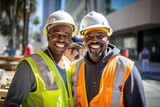 Fototapeta Nowy Jork - African american construction workers working on a project in California