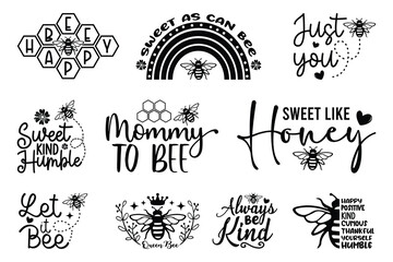 Bee SVG And T-shirt Design Bundle, Bee SVG Quotes Design t shirt Bundle, Vector EPS Editable Files, can you download this Design Bundle..