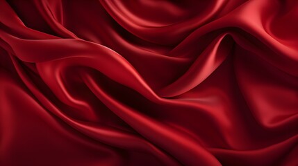 Dark Red Silk Fabric Texture with Beautiful Waves. Elegant Background for a Luxury Product