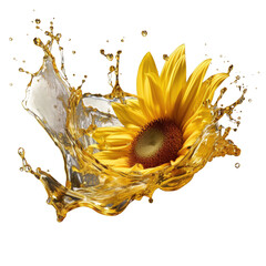 Sticker - Sunflower oil splashes on a dark surface.