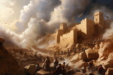 Divine Demolition, The Crumbling Walls Of Jericho In Biblical Spectacle