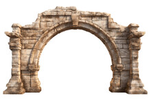 Isolated Ancient Stone Arch On Transparent Background, Generative AI