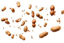 Peanuts Falling Isolated On Transparent Background, Generative AI