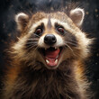 the raccoon is very happy to see you