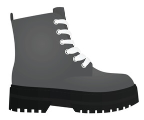 Sticker - Grey  high heel lace boot. vector