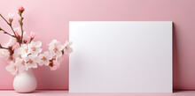 Framework For Photo Or Congratulation With Flowers. Sakura, Cherry Blossom, Summer Flowers. Woman's Day, 8 March, Easter, Mother's Day, Anniversary, Wedding