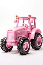 Pink Toy Toy Farm Tractor White Background . , Pink Toy Tractors, , White Backgrounds, , Toy Farm, , Toy Farming Toys, , Farm Tractors, , Children Toys, , Toy Vehicle, , Kids Entertainment