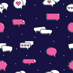 Wall Mural - Seamless pattern background with pixelated comic speech bubble chats Vector illustration