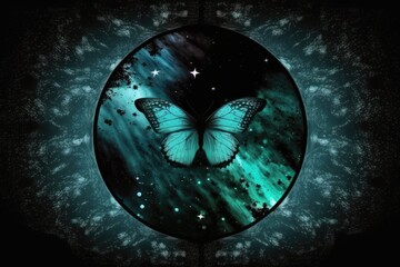 Wall Mural - A butterfly and a cosmos full of stars. Generative AI