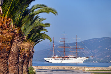 Wall Mural - Sailing ship in the harbor Nafplio Greece