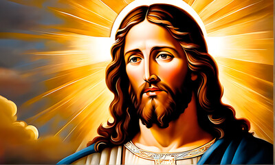 Wall Mural - jesus christ portrait in oil painting style.