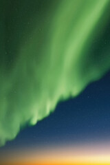 Poster - green aurora borealis. northern lights and dark night starry sky
