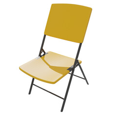 Wall Mural - Yellow folding chair plastic concept illustration furniture 3d render isolated