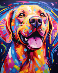 Wall Mural - colorful portrait labrador, golden retriver, abstrat illustration, design, art, animal, colorful, wallpaper, cartoon, color, texture, symbol, graffiti