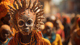 Unidentified people in traditional costume at Josphet Cultural Boma, Samburu, Kenya.