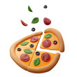 © mili3dart - 3d rendering icon of delicious pizza with cheesee