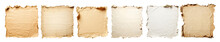 Collection Of Torn And Crumpled Paper With Space For Text Design, Old Brown Paper Texture, On Transparent Background. Png