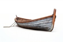 Wooden Boat Isolated On White Background.
