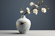 Kintsugi art style vase with sakura flowers , minimalist style decoration