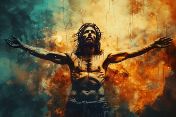 Sacrifice and Redemption, Jesus Christ on the Cross Illustration