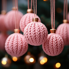 Wall Mural - pink Christmas decorative balls. 