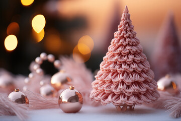 Poster - Handmade pink Christmas tree. 