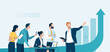 © bizvector - Growth, strategy, presentation. The Leader. Discussing business plan. Vector illustration