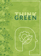 Green vertical ecological sustainability poster with eco head icon Vector illustration