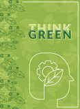 Fototapeta Dinusie - Green vertical ecological sustainability poster with eco head icon Vector illustration